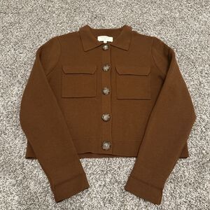 Sezane Betty Cardigan Hazelnut Brown Merino Wool Sweater Jacket Women’s Size XS